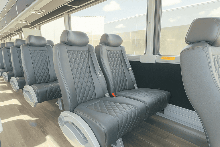 interior of San Clemente Coach Bus Service charter bus