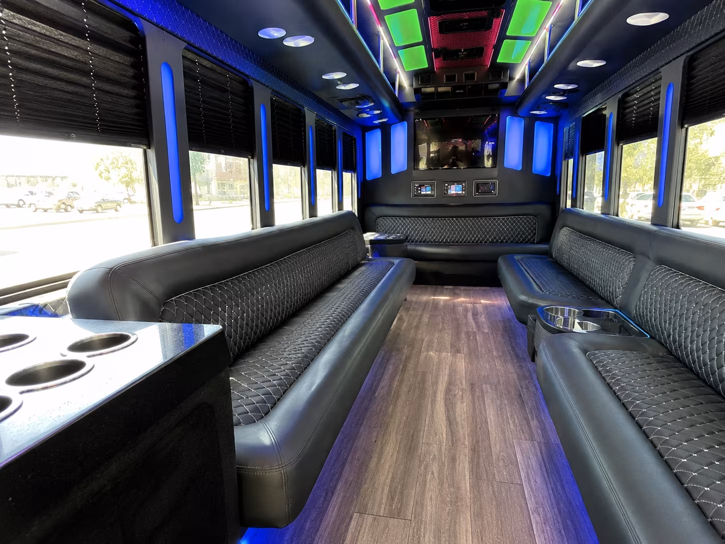 san clemente 15 passenger party bus inside