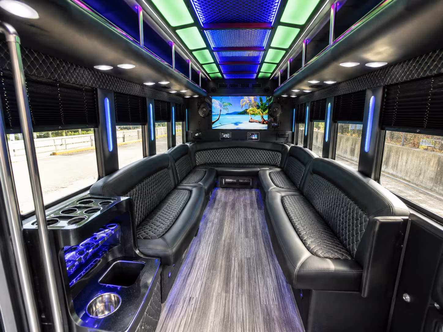 san clemente 18 passenger party bus inside