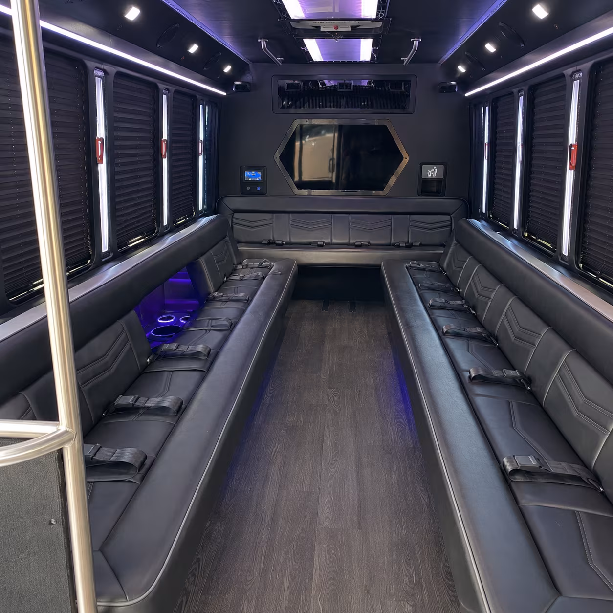 san clemente 18 passenger party bus interior
