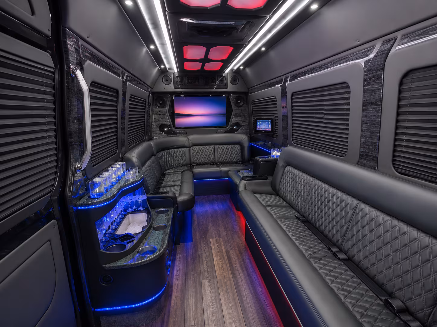 san clemente 28 passenger party bus inside